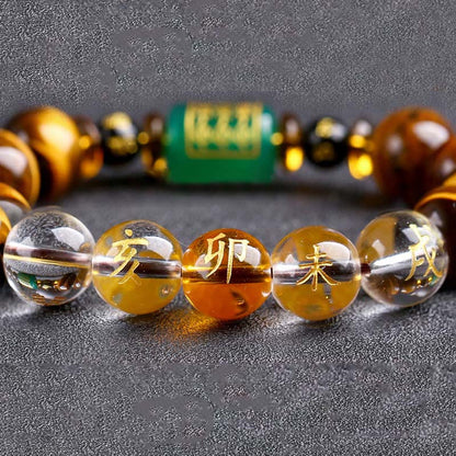 Mythstone Chinese Zodiac Tiger Eye White Crystal Courage Bracelet