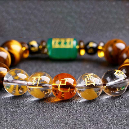 Mythstone Chinese Zodiac Tiger Eye White Crystal Courage Bracelet