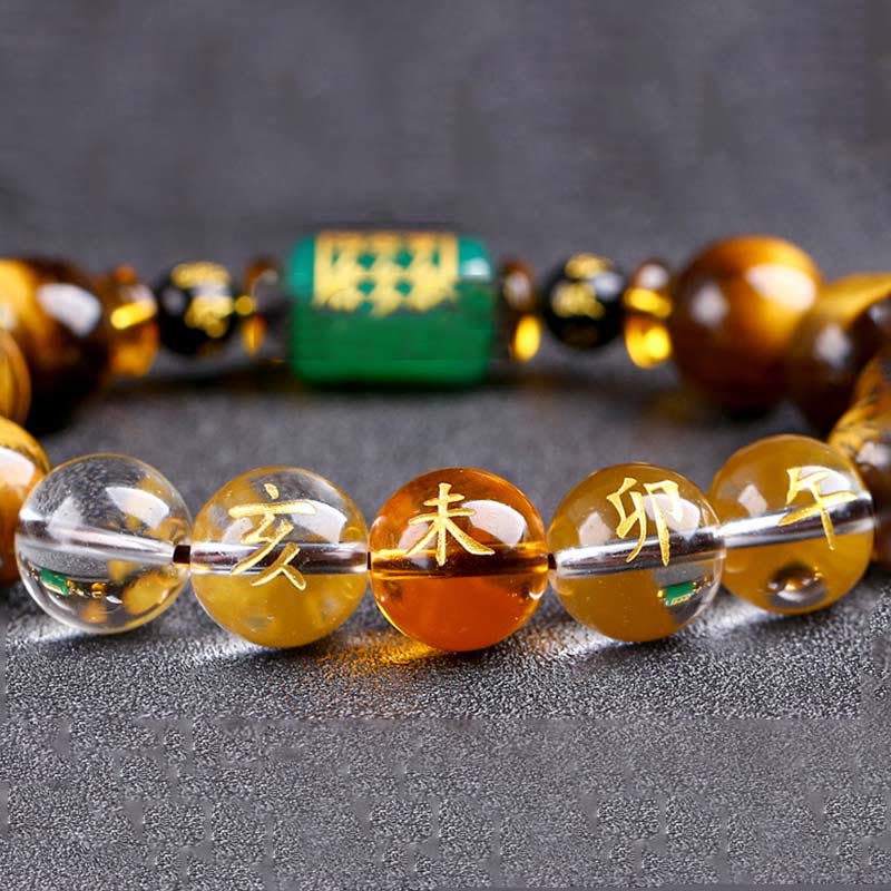 Mythstone Chinese Zodiac Tiger Eye White Crystal Courage Bracelet