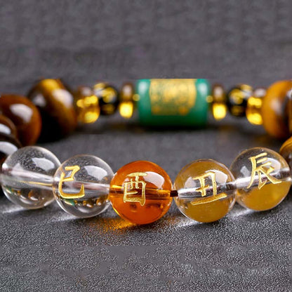 Mythstone Chinese Zodiac Tiger Eye White Crystal Courage Bracelet