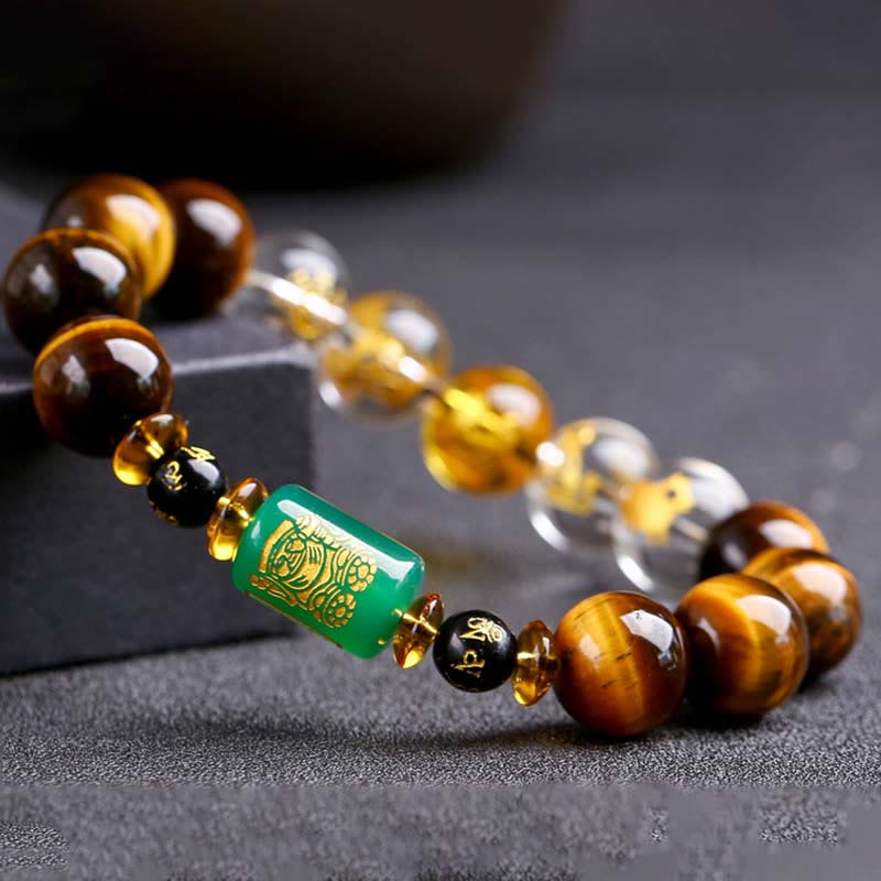 Mythstone Chinese Zodiac Tiger Eye White Crystal Courage Bracelet