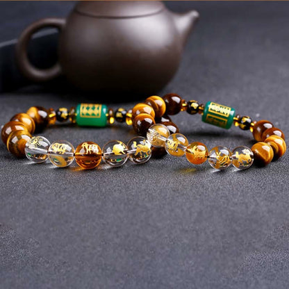 Mythstone Chinese Zodiac Tiger Eye White Crystal Courage Bracelet