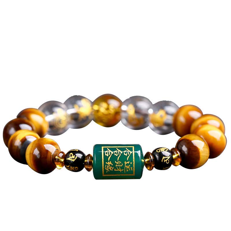 Mythstone Chinese Zodiac Tiger Eye White Crystal Courage Bracelet