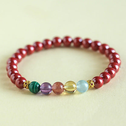 Mythstone Cinnabar Aquamarine Citrine Strawberry Quartz Amethyst Malachite Blessing Bracelet