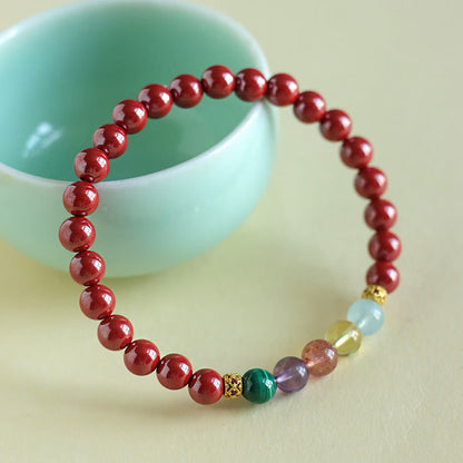 Mythstone Cinnabar Aquamarine Citrine Strawberry Quartz Amethyst Malachite Blessing Bracelet