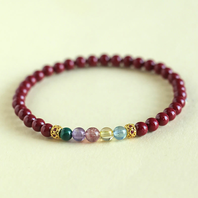 Mythstone Cinnabar Aquamarine Citrine Strawberry Quartz Amethyst Malachite Blessing Bracelet