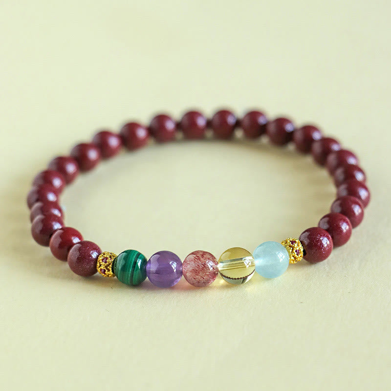 Mythstone Cinnabar Aquamarine Citrine Strawberry Quartz Amethyst Malachite Blessing Bracelet