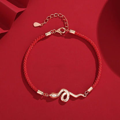 Mythstone 925 Sterling Silver Year Of Snake Red String Protection Braided Bracelet