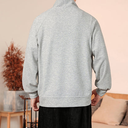 Mythstone Fall Simple V-Neck Men's Sweatshirt Cotton Pullover With Pockets