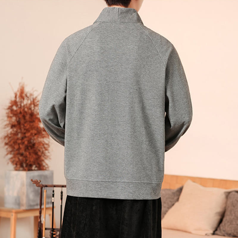 Mythstone Fall Simple V-Neck Men's Sweatshirt Cotton Pullover With Pockets