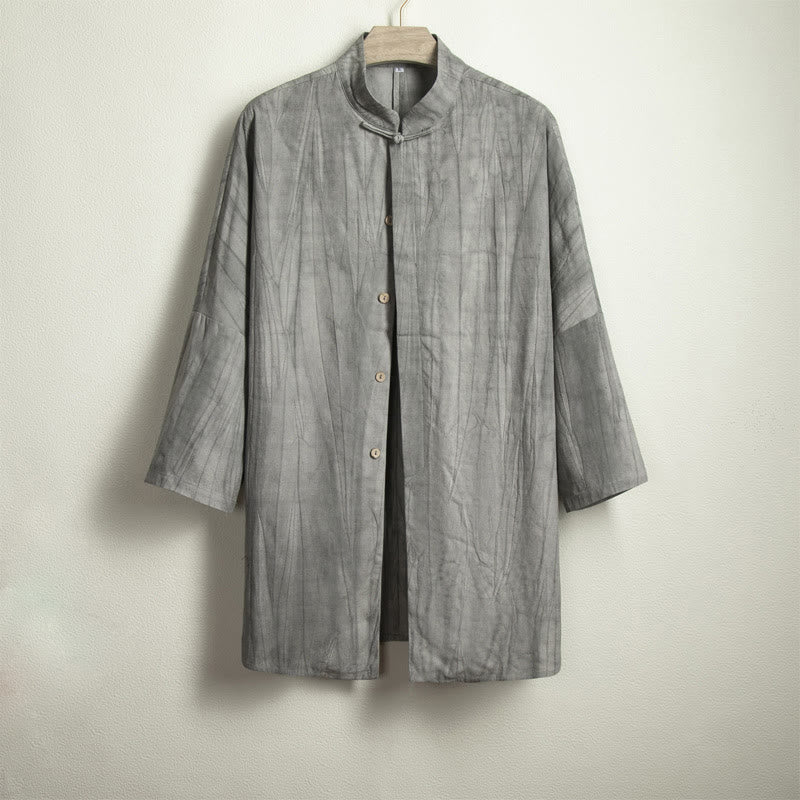 Mythstone Casual Gray Men's Frog-Button Shirt Zen Clothing