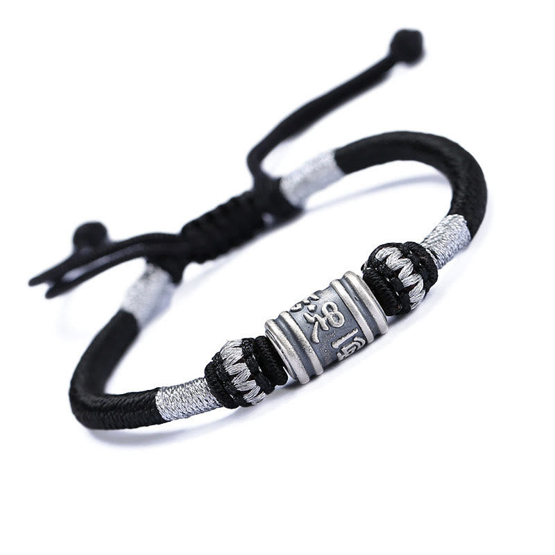 Pulsera creativa de seis palabras verdaderas en plata de ley 999 con hilo negro Mythstone 