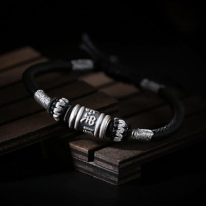 Pulsera creativa de seis palabras verdaderas en plata de ley 999 con hilo negro Mythstone 