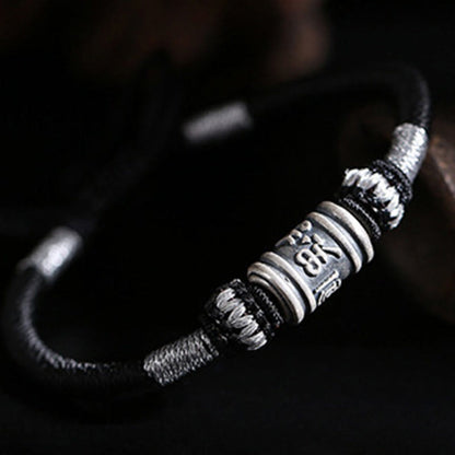 Pulsera creativa de seis palabras verdaderas en plata de ley 999 con hilo negro Mythstone 