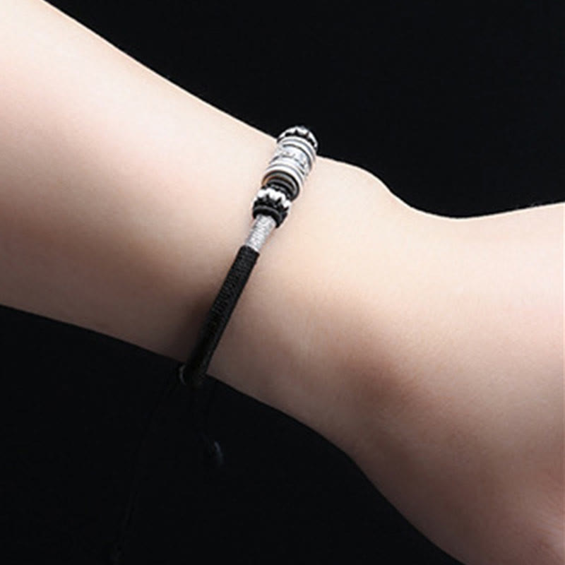 Pulsera creativa de seis palabras verdaderas en plata de ley 999 con hilo negro Mythstone 