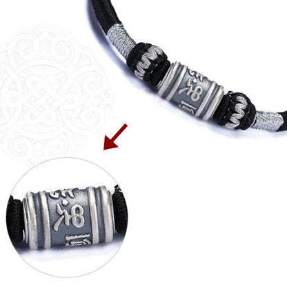 Pulsera creativa de seis palabras verdaderas en plata de ley 999 con hilo negro Mythstone 