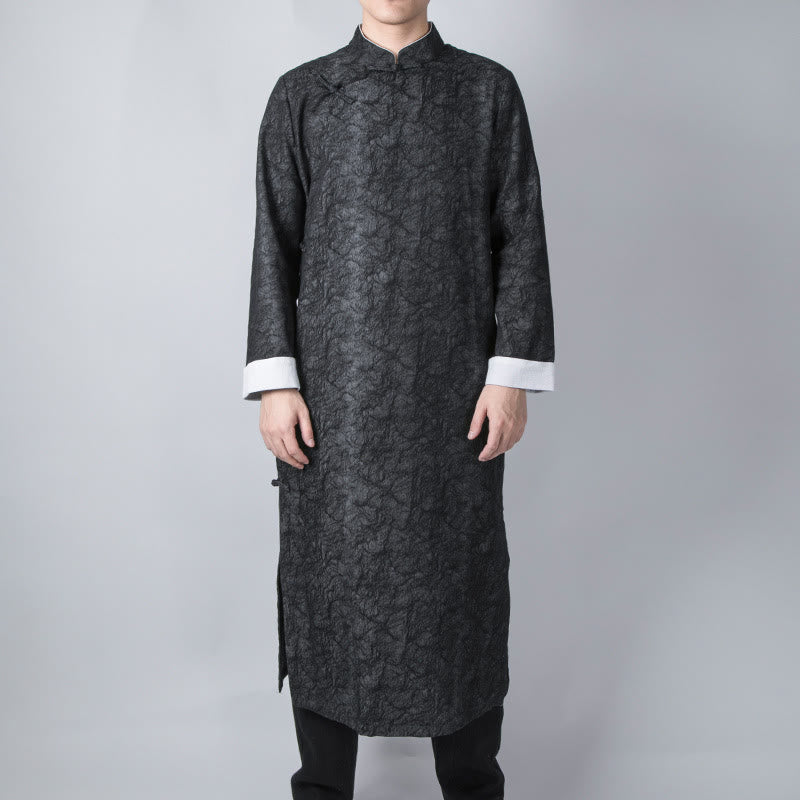 Mythstone Fall Chinese Frog-Button Cotton Jacquard Texture Men's Tang Suit Robe