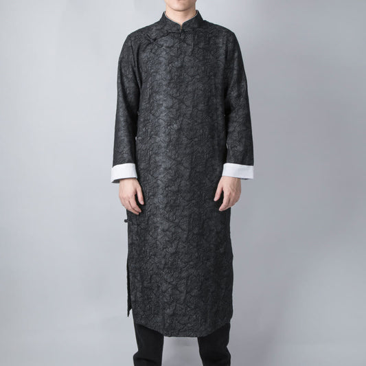 Mythstone Fall Chinese Frog-Button Cotton Jacquard Texture Men's Tang Suit Robe