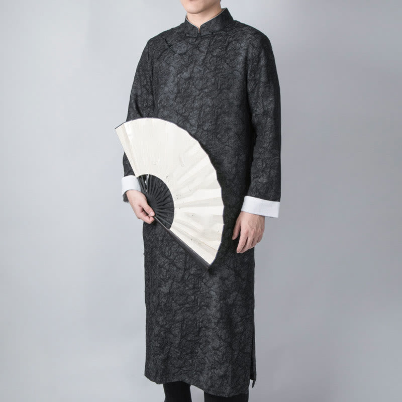 Mythstone Fall Chinese Frog-Button Cotton Jacquard Texture Men's Tang Suit Robe