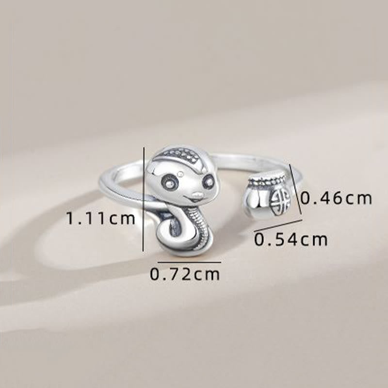 Mythstone 925 Sterling Silver Year Of The Snake Balance Adjustable Ring