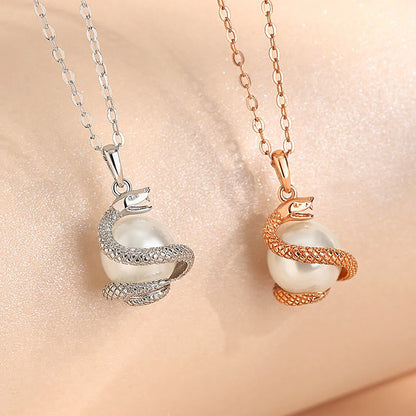 Mythstone 925 Sterling Silver Pearl Year Of The Snake Balance Blessing Necklace Pendant