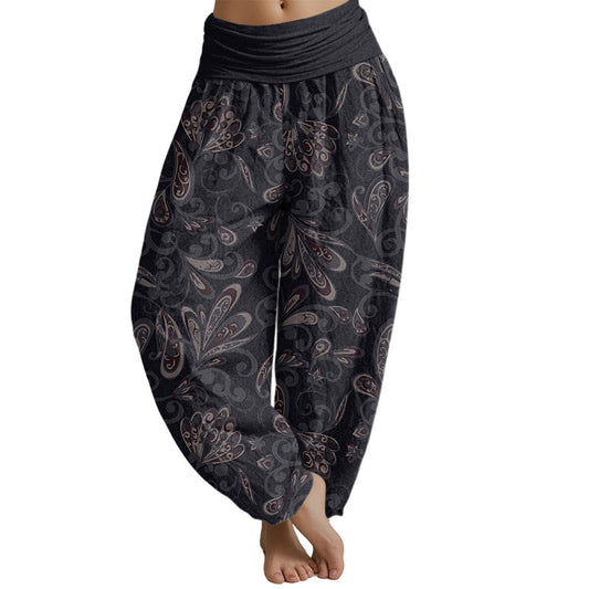 Mythstone Casual Flower Petals Design Women's Elastic Waist Harem Pants