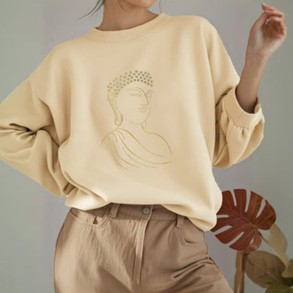 Mythstone Meditating Buddha Pattern Fleece Lined Sweatshirt