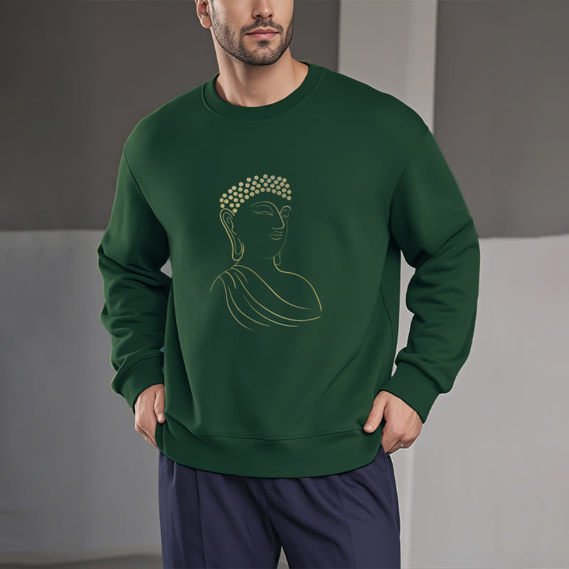 Mythstone Meditating Buddha Pattern Fleece Lined Sweatshirt