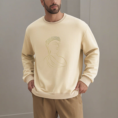 Mythstone Meditating Buddha Pattern Fleece Lined Sweatshirt