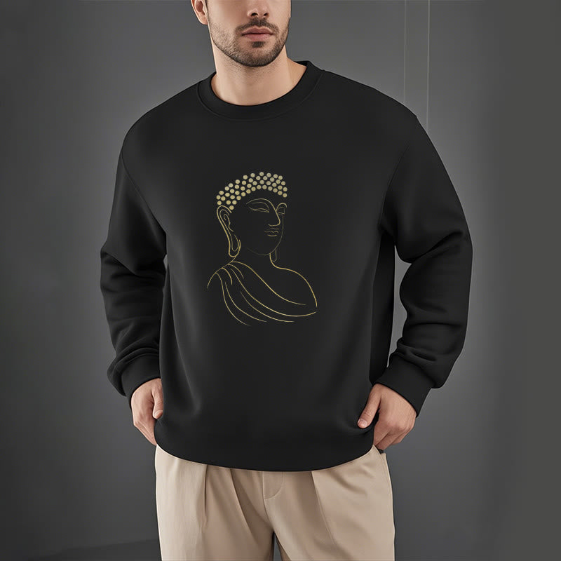 Mythstone Meditating Buddha Pattern Fleece Lined Sweatshirt