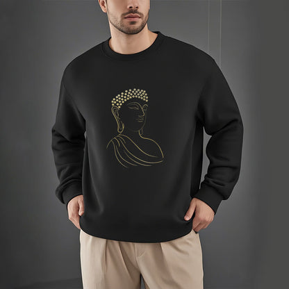 Mythstone Meditating Buddha Pattern Fleece Lined Sweatshirt