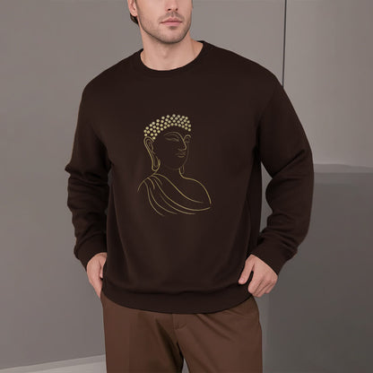 Mythstone Meditating Buddha Pattern Fleece Lined Sweatshirt