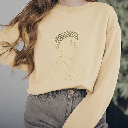 Mythstone Meditating Buddha Pattern Fleece Lined Sweatshirt