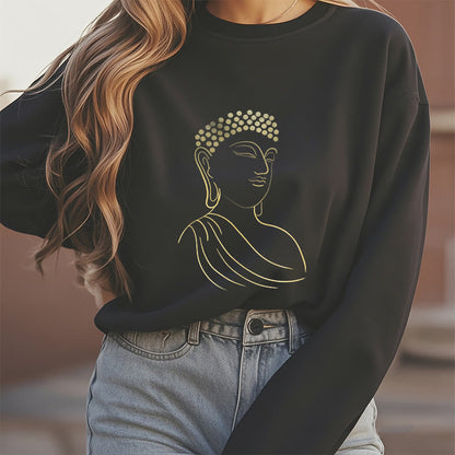 Mythstone Meditating Buddha Pattern Fleece Lined Sweatshirt