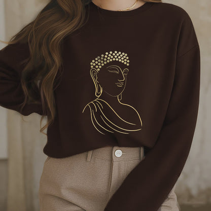 Mythstone Meditating Buddha Pattern Fleece Lined Sweatshirt