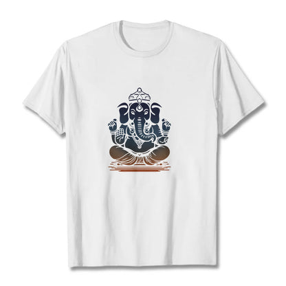 Mythstone Meditating Ganesh Elephant Pattern Tee T-shirt