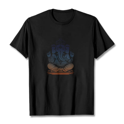 Mythstone Meditating Ganesh Elephant Pattern Tee T-shirt