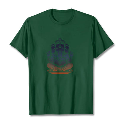 Mythstone Meditating Ganesh Elephant Pattern Tee T-shirt