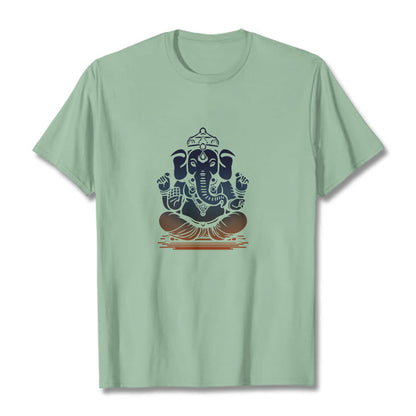 Mythstone Meditating Ganesh Elephant Pattern Tee T-shirt