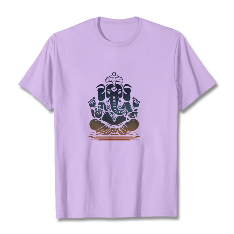 Mythstone Meditating Ganesh Elephant Pattern Tee T-shirt