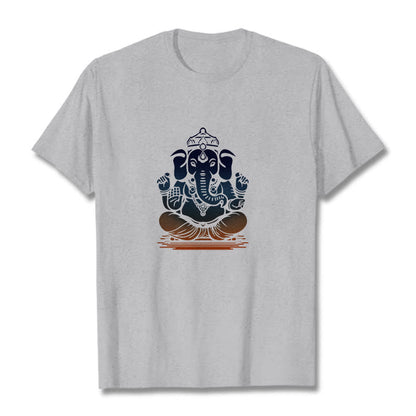 Mythstone Meditating Ganesh Elephant Pattern Tee T-shirt