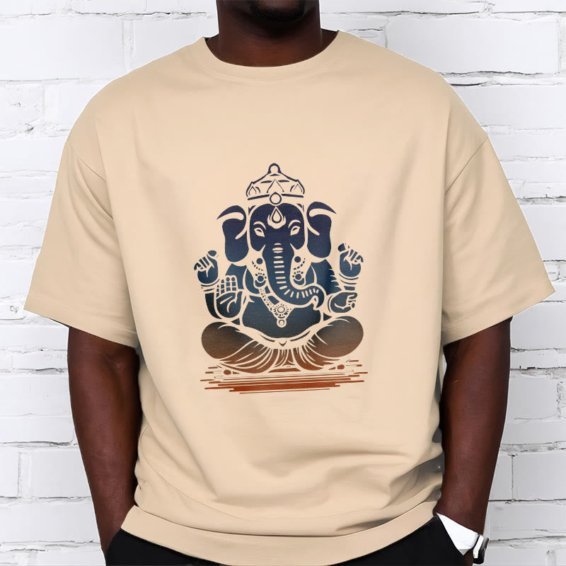 Mythstone Meditating Ganesh Elephant Pattern Tee T-shirt