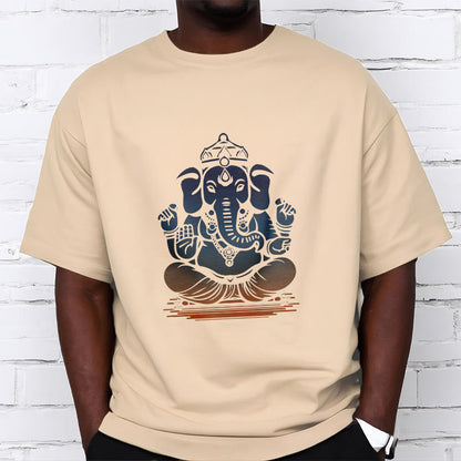 Mythstone Meditating Ganesh Elephant Pattern Tee T-shirt