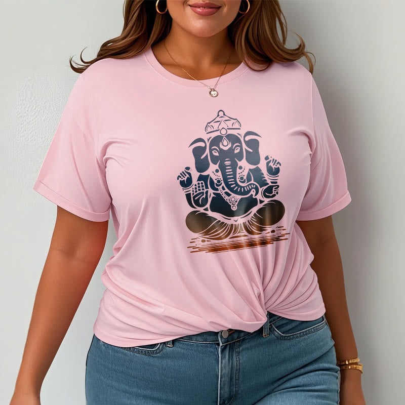 Mythstone Meditating Ganesh Elephant Pattern Tee T-shirt