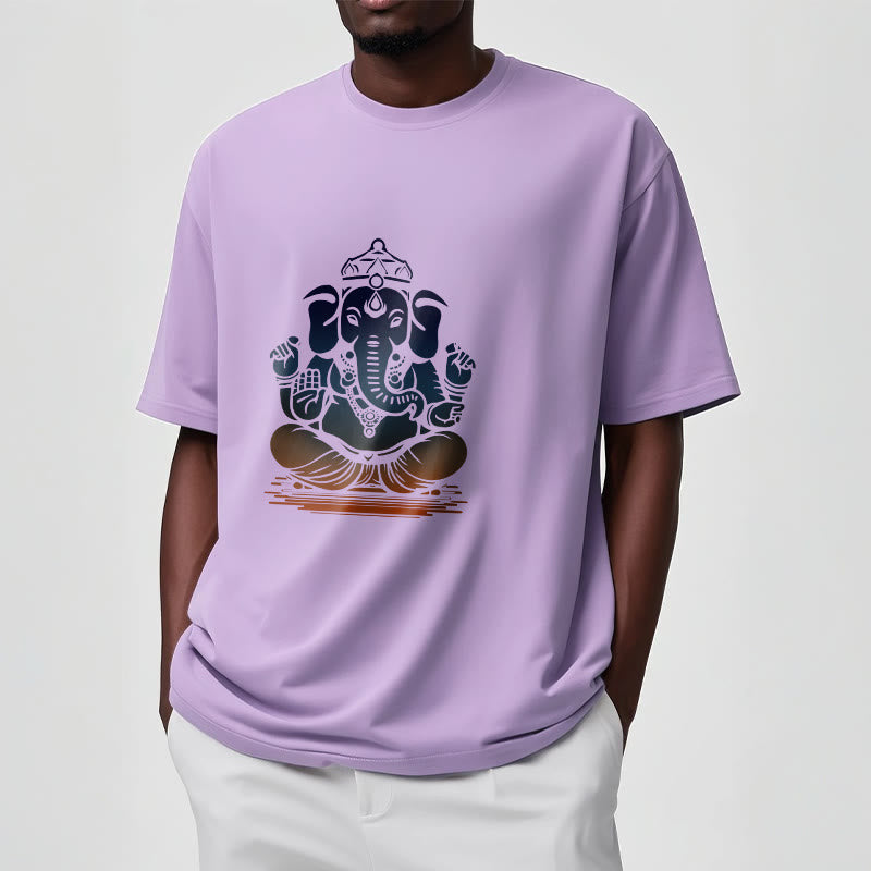 Mythstone Meditating Ganesh Elephant Pattern Tee T-shirt