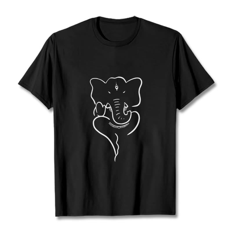 Mythstone Ganesh Elephant Sketch Pattern Tee T-shirt