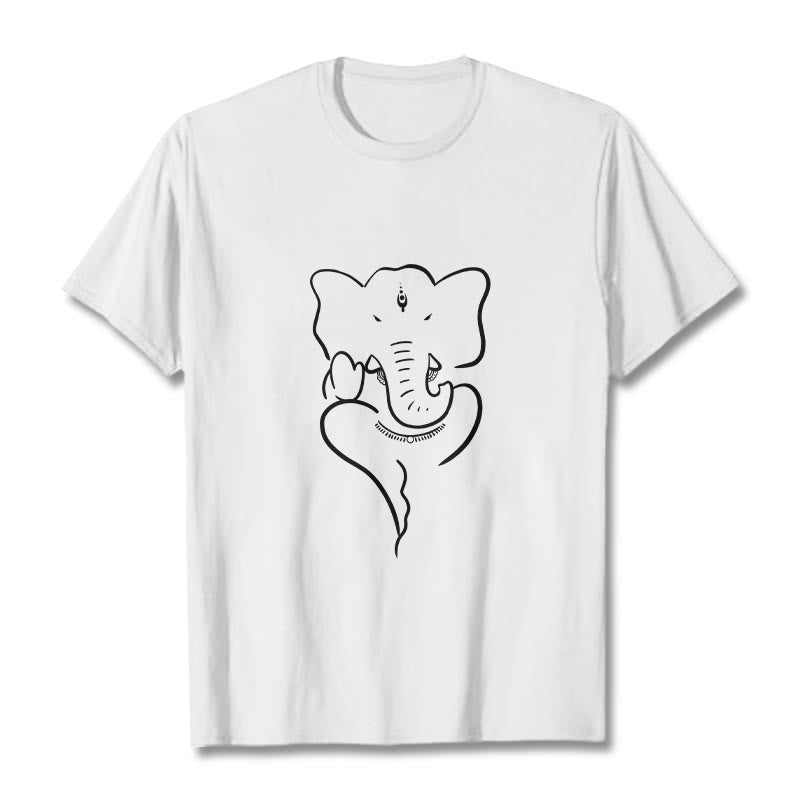 Mythstone Ganesh Elephant Sketch Pattern Tee T-shirt