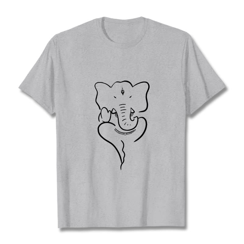 Mythstone Ganesh Elephant Sketch Pattern Tee T-shirt