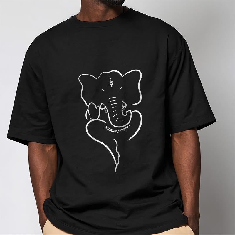 Mythstone Ganesh Elephant Sketch Pattern Tee T-shirt