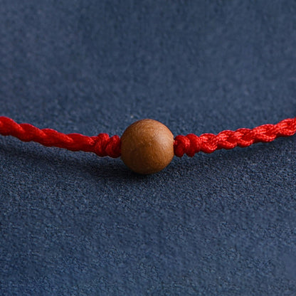 Mythstone Natural Peach Wood Bead Ward Off Evil Spirits Braided Bracelet